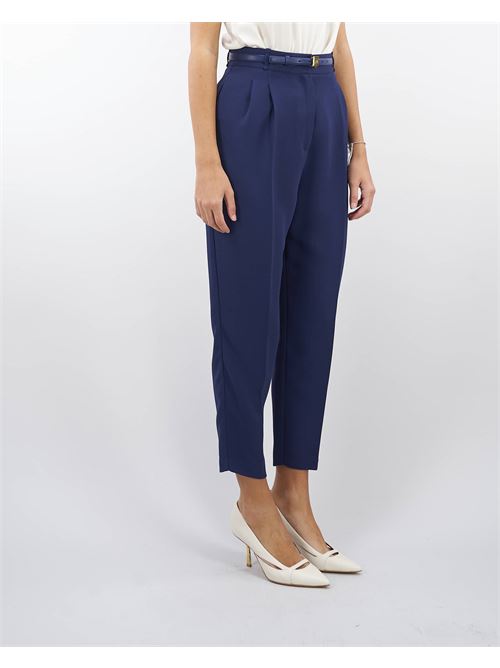 Crepe trousers with belt and embroidery Elisabetta Franchi ELISABETTA FRANCHI | Pants | PA02846E2B75